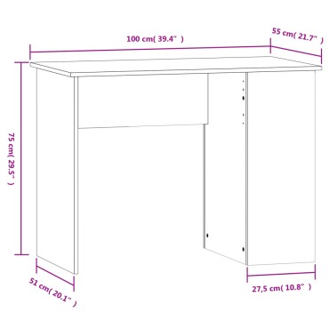 vidaXL Γραφείο Καπνιστή Δρυς 100x55x75cm από Επεξεργασμένο Ξύλο 1 τεμ.