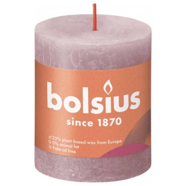 Bolsius Κεριά Κύλινδρος Ρουστίκ Shine 4 τεμ. Σταχτί Ροζ 80 x 68 χιλ.