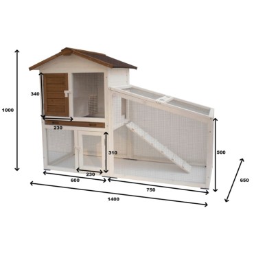 @Pet Κλουβί Κουνελιών Tommy Λευκό και Καφέ 140 x 65 x 100 εκ. 20072