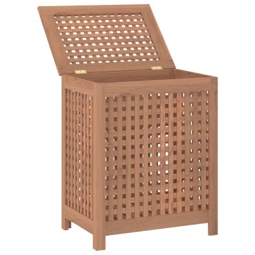 vidaXL Καλάθι Άπλυτων 50x35x60 εκ. από Μασίφ Ξύλο Teak