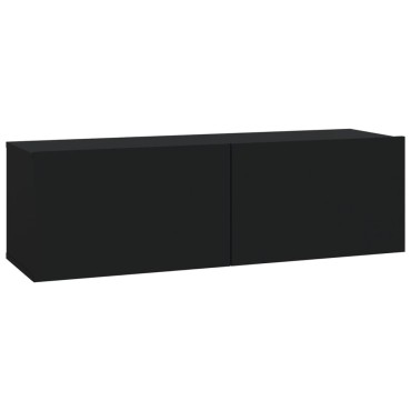 vidaXL Έπιπλα Τηλεόρασης Τοίχου 2 τεμ. Μαύρα 100x30x30cm Επεξ. Ξύλο