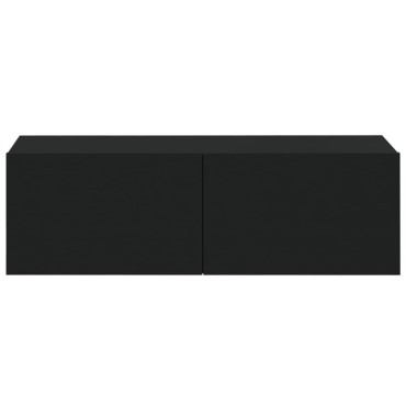 vidaXL Έπιπλα Τηλεόρασης Τοίχου 2 τεμ. Μαύρα 100x30x30cm Επεξ. Ξύλο