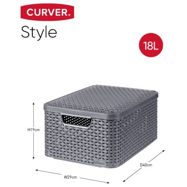 Curver Κουτιά Αποθήκευσης με Καπάκια Style 3 τεμ. Ανθρακί Μέγεθος M