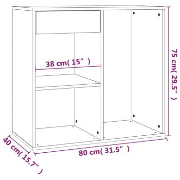 vidaXL Ντουλάπι Καλλυντικών Μαύρο 80x40x75cm Επεξεργασμένο ξύλο 1 τεμ.