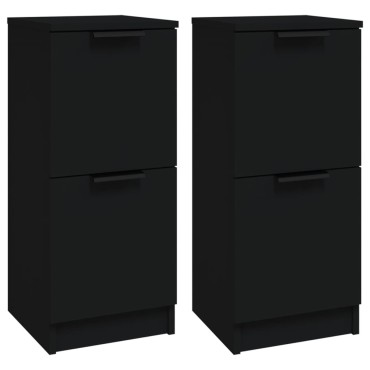 vidaXL Ντουλάπια 2 τεμ. Μαύρα 30x30x70cm από Επεξεργασμένο Ξύλο
