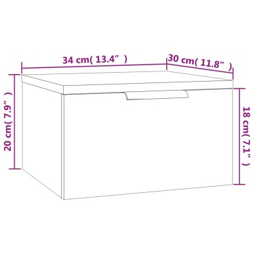 vidaXL Κομοδίνο Επιτοίχιο Μαύρο 34x30x20cm 1 τεμ.