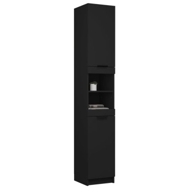 vidaXL Ντουλάπι Μπάνιου Μαύρο 32x34x188,5cm Επεξεργασμένο Ξύλο 1 τεμ.