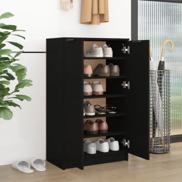 vidaXL Παπουτσοθήκη Μαύρη 59x35x100cm από Επεξεργασμένο Ξύλο 1 τεμ.