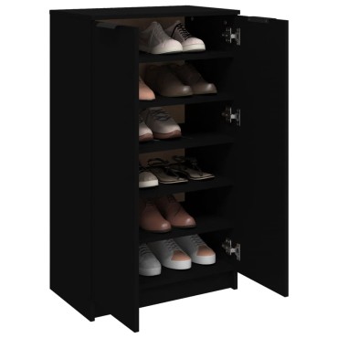 vidaXL Παπουτσοθήκη Μαύρη 59x35x100cm από Επεξεργασμένο Ξύλο 1 τεμ.
