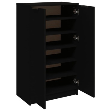 vidaXL Παπουτσοθήκη Μαύρη 59x35x100cm από Επεξεργασμένο Ξύλο 1 τεμ.