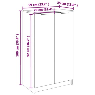 vidaXL Παπουτσοθήκη Μαύρη 59x35x100cm από Επεξεργασμένο Ξύλο 1 τεμ.