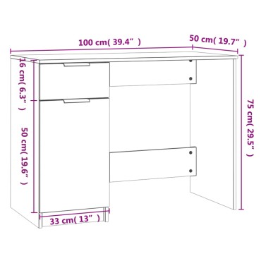 vidaXL Γραφείο Μαύρο 100x50x75cm από Επεξεργασμένο Ξύλο 1 τεμ.