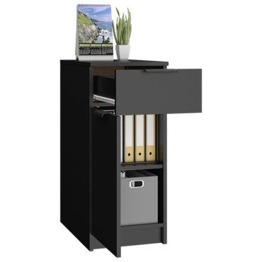 vidaXL Ντουλάπι Γραφείου Μαύρο 33,5x50x75cm Επεξεργασμένο Ξύλο 1 τεμ.