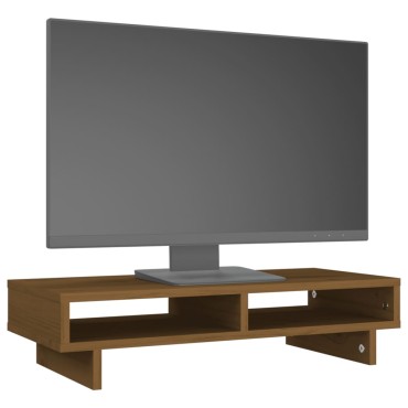 vidaXL Βάση Οθόνης Μελί 60 x 27 x 14 εκ. από Μασίφ Ξύλο Πεύκου