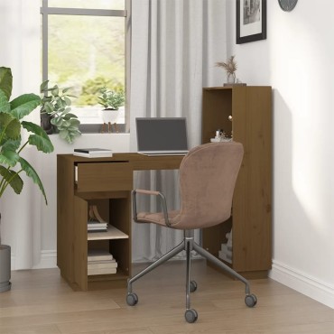 vidaXL Γραφείο Μελί 110x53x117cm από Μασίφ Ξύλο Πεύκου 1 τεμ.