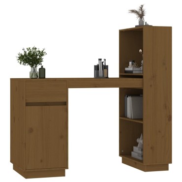 vidaXL Γραφείο Μελί 110x53x117cm από Μασίφ Ξύλο Πεύκου 1 τεμ.