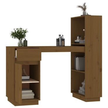 vidaXL Γραφείο Μελί 110x53x117cm από Μασίφ Ξύλο Πεύκου 1 τεμ.