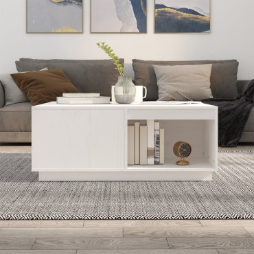 vidaXL Τραπεζάκι Σαλονιού Λευκό 100x101x40,5cm από Μασίφ Ξύλο Πεύκου 1 τεμ.