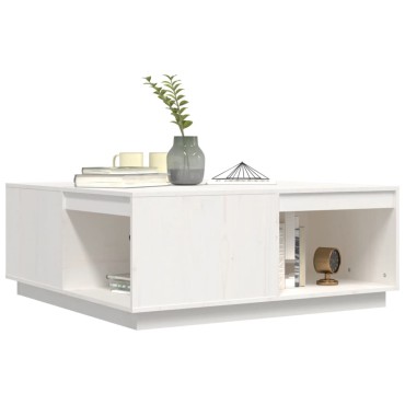 vidaXL Τραπεζάκι Σαλονιού Λευκό 100x101x40,5cm από Μασίφ Ξύλο Πεύκου 1 τεμ.