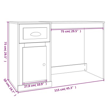 vidaXL Γραφείο με Συρτάρι Λευκό 115x50x75cm από Επεξεργασμένο Ξύλο 1 τεμ.