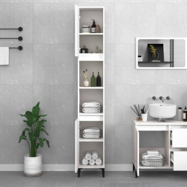 vidaXL Ντουλάπι Μπάνιου Λευκό 30x30x190cm από Επεξεργασμένο Ξύλο 1 τεμ.