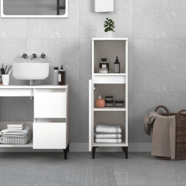 vidaXL Ντουλάπι Μπάνιου Λευκό 30x30x100cm από Επεξεργασμένο Ξύλο 1 τεμ.