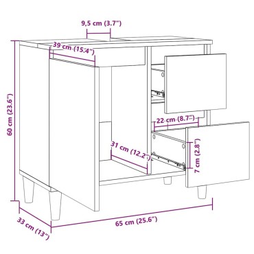 vidaXL Ντουλάπι Μπάνιου Λευκό 65x33x60cm από Επεξεργασμένο Ξύλο 1 τεμ.
