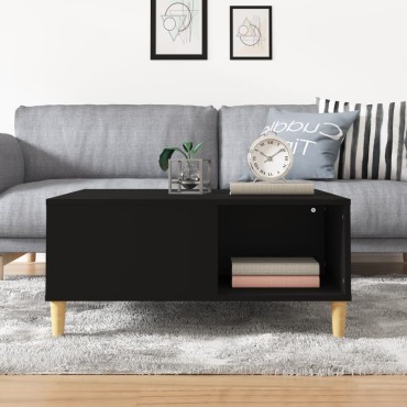 vidaXL Τραπεζάκι Σαλονιού Μαύρο 80x80x36,5cm Επεξεργασμένο Ξύλο 1 τεμ.