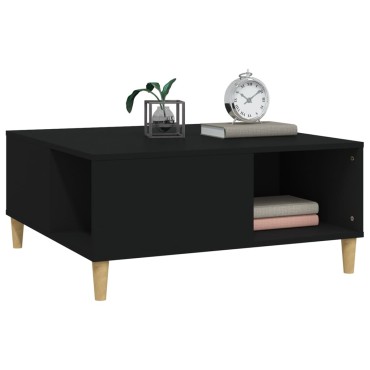 vidaXL Τραπεζάκι Σαλονιού Μαύρο 80x80x36,5cm Επεξεργασμένο Ξύλο 1 τεμ.