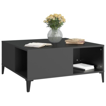 vidaXL Τραπεζάκι Σαλονιού Μαύρο 80x80x36,5cm Επεξεργασμένο Ξύλο 1 τεμ.