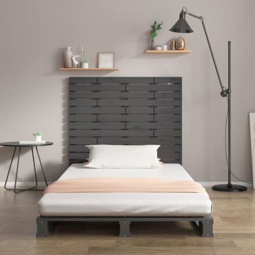 vidaXL Κεφαλάρι Τοίχου Γκρι 141x3x91,5cm από Μασίφ Ξύλο Πεύκου 1 τεμ.