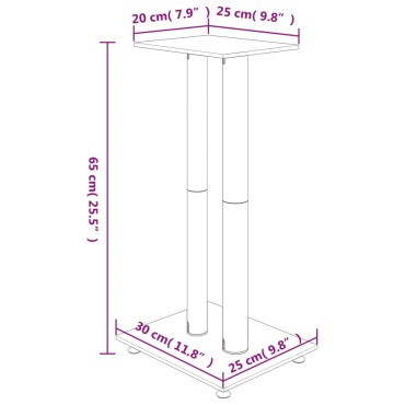 vidaXL Βάσεις Ηχείων με 2 Στήλες 2 Τεμ. Μαύρο/Ασημί από Ψημένο Γυαλί