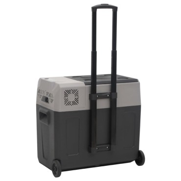 vidaXL Ψυγείο με Ρόδες και Λαβή Μαύρο/Γκρι 50 Λ. από Πολυπροπυλένιο