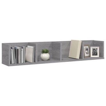 vidaXL Ραφιέρα Τοίχου για CD Γκρι Sonoma 100x18x18cm Επεξεργ. Ξύλο 1 τεμ.