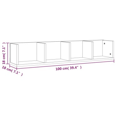 vidaXL Ραφιέρα Τοίχου για CD Γκρι Sonoma 100x18x18cm Επεξεργ. Ξύλο 1 τεμ.