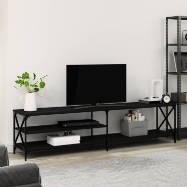 vidaXL Έπιπλο Τηλεόρασης Μαύρο 200x40x50cm από Επεξεργ. Ξύλο/Μέταλλο
