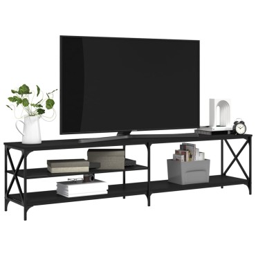 vidaXL Έπιπλο Τηλεόρασης Μαύρο 200x40x50cm από Επεξεργ. Ξύλο/Μέταλλο