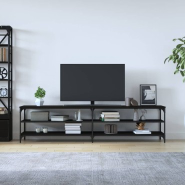 vidaXL Έπιπλο Τηλεόρασης Μαύρο 200x30x50cm Επεξεργ. Ξύλο / Μέταλλο
