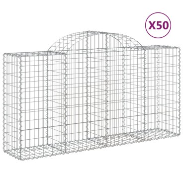 vidaXL Συρματοκιβώτια Τοξωτά 50 τεμ. 200x50x100/120 εκ. Γαλβαν. Ατσάλι