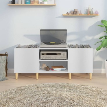 vidaXL Δισκοθήκη Λευκή 121x38x48cm Επεξεργασμένο Ξύλο 1 τεμ.