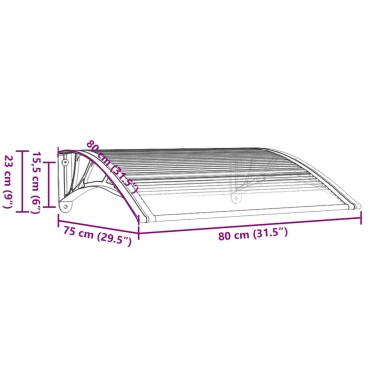 vidaXL Στέγαστρο Πόρτας Μαύρο 80 x 75 εκ. από Πολυκαρβονικό