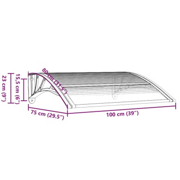 vidaXL Στέγαστρο Πόρτας Μαύρο 100 x 75 εκ. από Πολυκαρβονικό