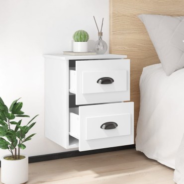 vidaXL Κομοδίνο Επιτοίχιο Λευκό 41,5x36x53cm 1 τεμ.