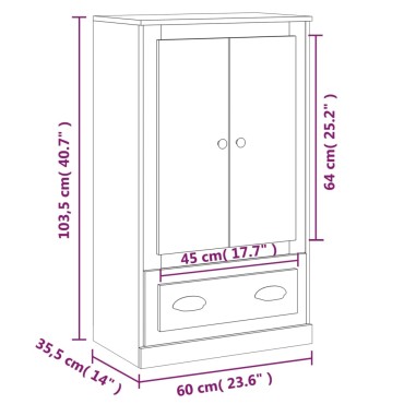 vidaXL Ντουλάπι Λευκό 60x35,5x103,5cm από Επεξεργασμένο Ξύλο 1 τεμ.