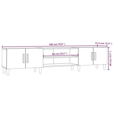 vidaXL Έπιπλο Τηλεόρασης Λευκό 180x31,5x40cm Επεξεργασμένο Ξύλο