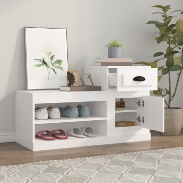 vidaXL Παπουτσοθήκη Λευκή 100x42x60cm από Επεξεργασμένο Ξύλο