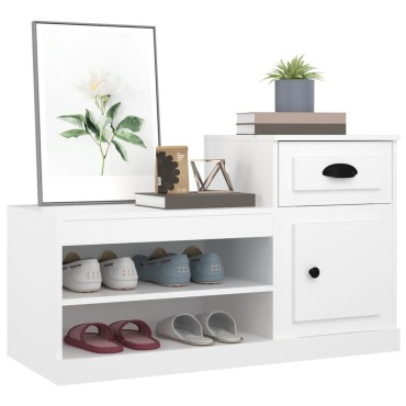 vidaXL Παπουτσοθήκη Λευκή 100x42x60cm από Επεξεργασμένο Ξύλο