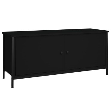 vidaXL Έπιπλο Τηλεόρασης με Πόρτες Μαύρο 102x35x45cm Επεξεργ. Ξύλο