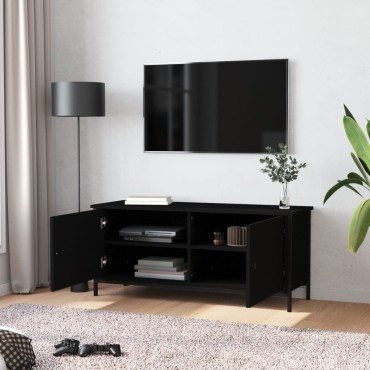 vidaXL Έπιπλο Τηλεόρασης με Πόρτες Μαύρο 102x35x45cm Επεξεργ. Ξύλο