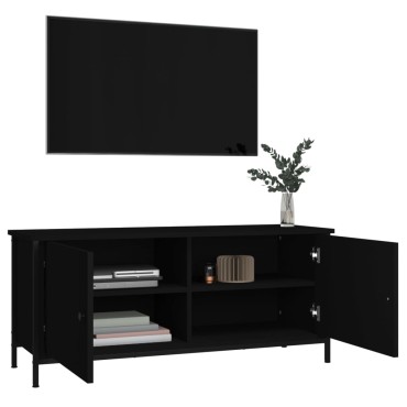 vidaXL Έπιπλο Τηλεόρασης με Πόρτες Μαύρο 102x35x45cm Επεξεργ. Ξύλο